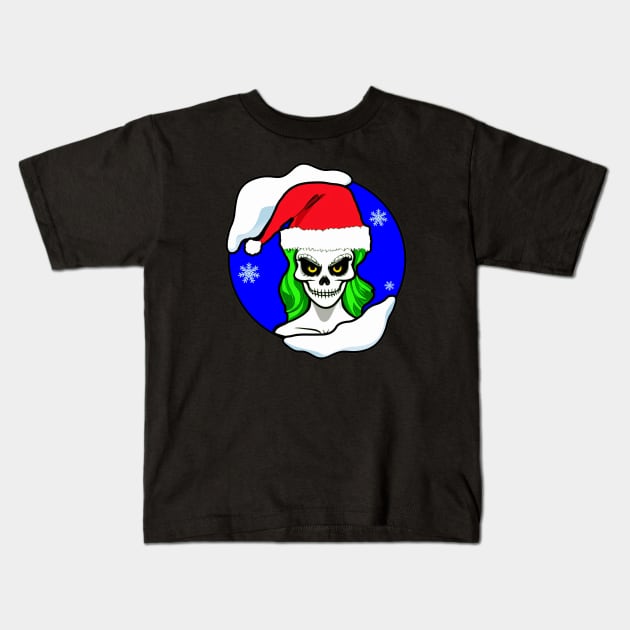 Christmas Skeleton Skull Girl Kids T-Shirt by Nuletto